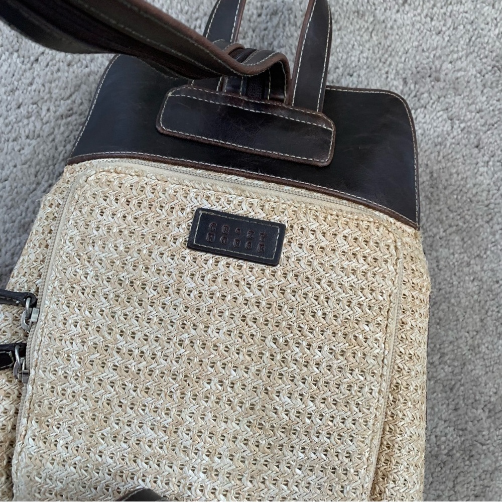 VINTAGE CRAZY HORSE WOVEN LEATHER SINGLE STRAP BAG - Picture 6 of 9
